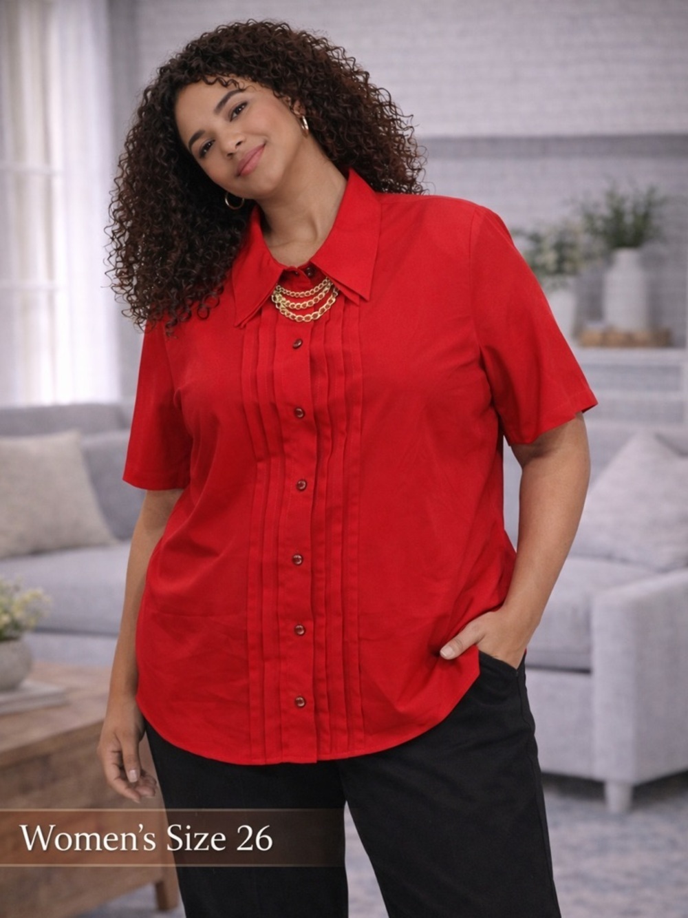 Liz baker collard button up with chains size 26